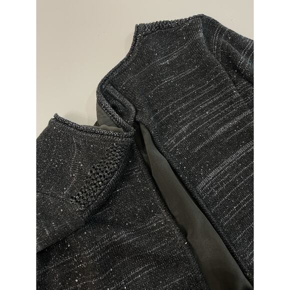 WRAP LONDON Metallic Knit Silk Lined Hi Low Split Back Sequin Sweater WOMEN'S 8 - Picture 5 of 6